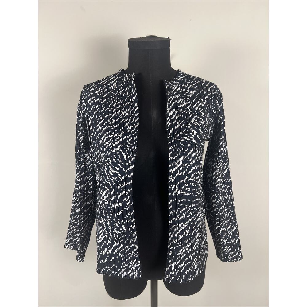 Laura Ashley Mesh Ribbed Woven Jacket Zip Up‎ Sz PS Geometric